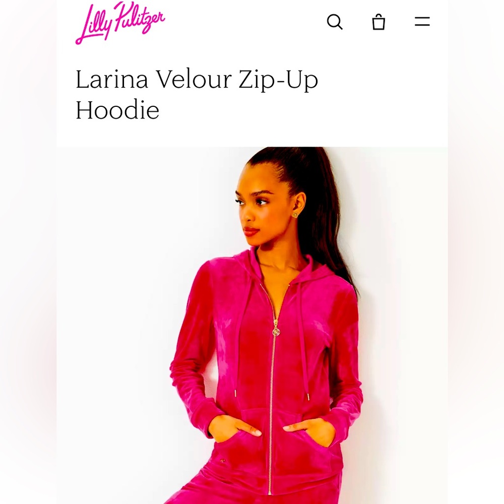 Lily Pulitzer Larina Velour Zipup Hoodie